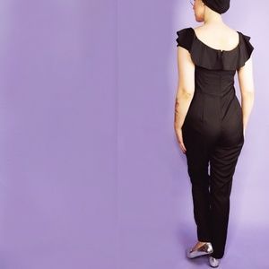 Mustard Seed Pants - Ruffle Shoulder Black Jumpsuit Mustard Seed Pants - Ruffle Shoulder Black Jumpsuit